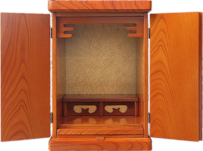 ケヤキ　豆仏　家具調上置仏壇